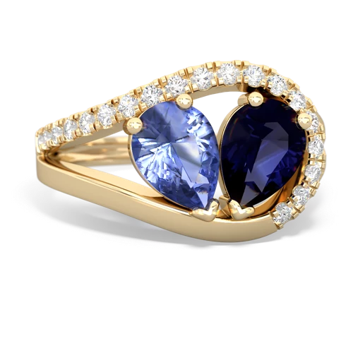 tanzanite-sapphire pave heart ring