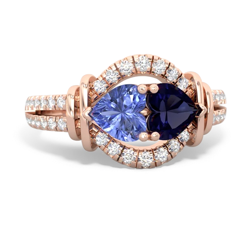 Tanzanite Genuine Tanzanite with Genuine Sapphire Art-Deco Keepsake ring Ring