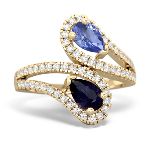 tanzanite-sapphire pave swirls ring