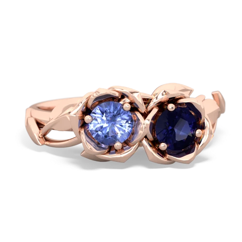 Tanzanite Genuine Tanzanite with Genuine Sapphire Rose Garden ring Ring