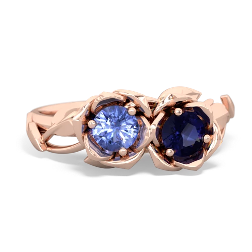 tanzanite-sapphire roses ring