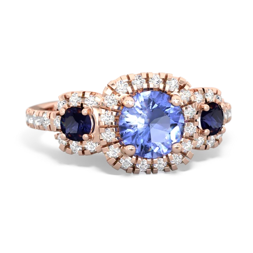 Tanzanite Genuine Tanzanite with Genuine Sapphire and Genuine Swiss Blue Topaz Regal Halo ring Ring