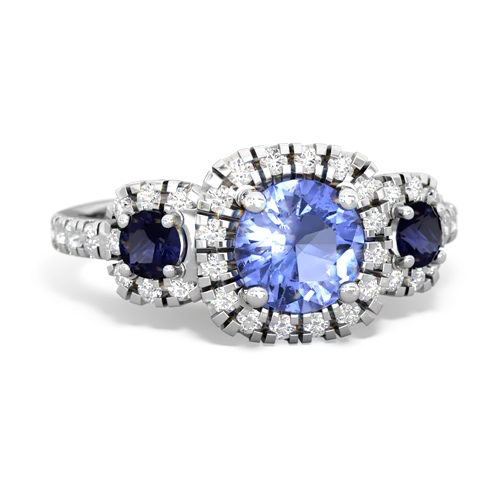 tanzanite-sapphire three stone regal ring