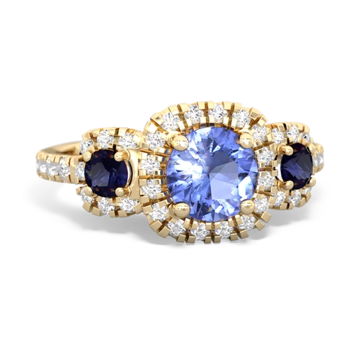 tanzanite-sapphire three stone regal ring