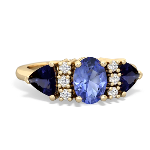 Tanzanite Genuine Tanzanite with Genuine Sapphire and Genuine Tanzanite Antique Style Three Stone ring Ring