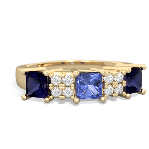 Genuine Tanzanite with Genuine Sapphire and Genuine Ruby Three Stone ring