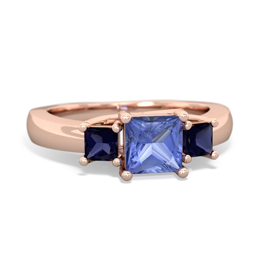 Tanzanite Genuine Tanzanite with Genuine Sapphire and  Three Stone Trellis ring Ring