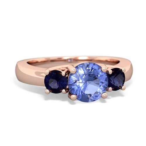 Tanzanite Genuine Tanzanite with Genuine Sapphire and  Three Stone Trellis ring Ring