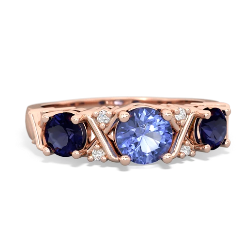 Genuine Tanzanite with Genuine Sapphire and Genuine Ruby Hugs and Kisses ring