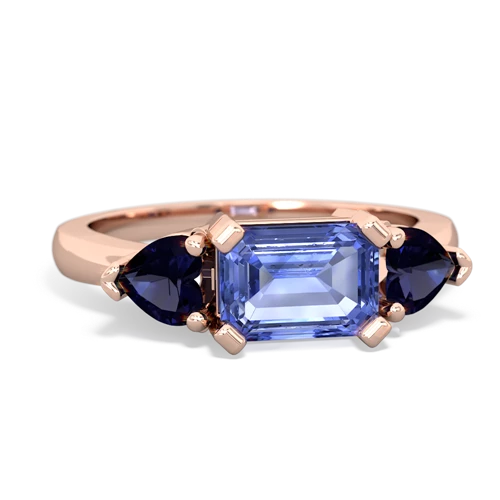 Tanzanite Genuine Tanzanite with Genuine Sapphire and  Three Stone ring Ring