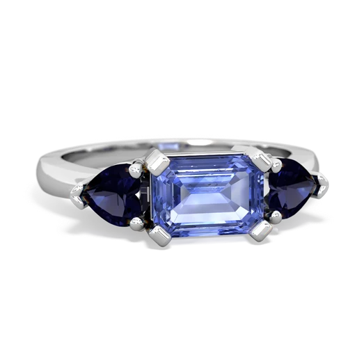 Tanzanite Genuine Tanzanite with Genuine Sapphire and Genuine Tanzanite Three Stone ring Ring