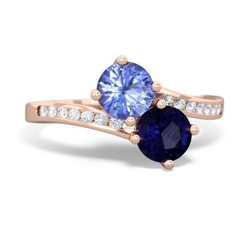 tanzanite-sapphire two stone channel ring