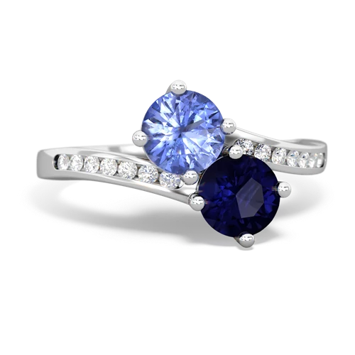 tanzanite-sapphire two stone channel ring