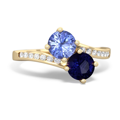 tanzanite-sapphire two stone channel ring