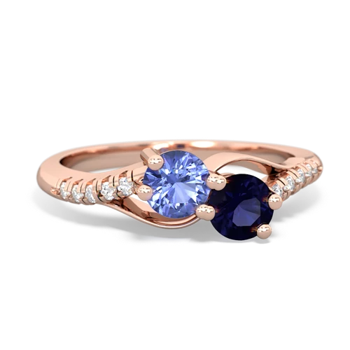 Tanzanite Genuine Tanzanite with Genuine Sapphire Two Stone Infinity ring Ring