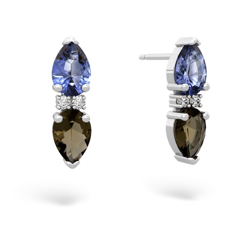 tanzanite-smoky quartz bowtie earrings