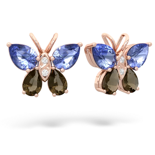 tanzanite-smoky quartz butterfly earrings