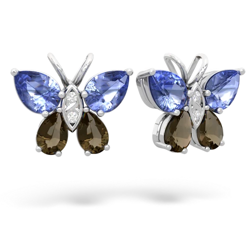 tanzanite-smoky quartz butterfly earrings