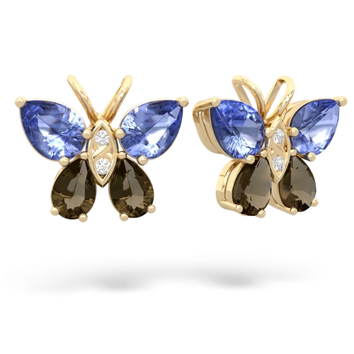tanzanite-smoky quartz butterfly earrings