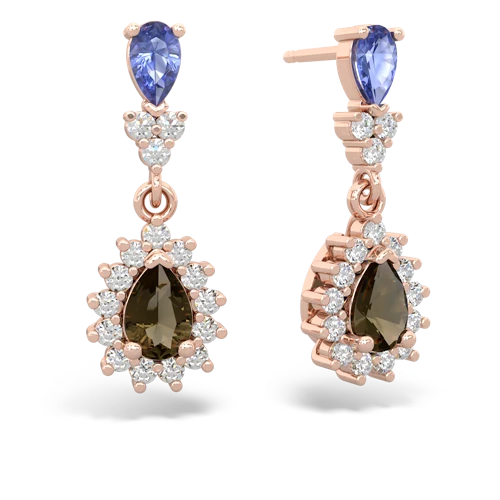 tanzanite-smoky quartz dangle earrings