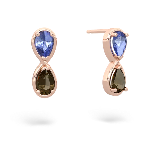 tanzanite-smoky quartz infinity earrings