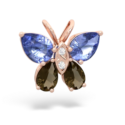 tanzanite-smoky quartz butterfly pendant