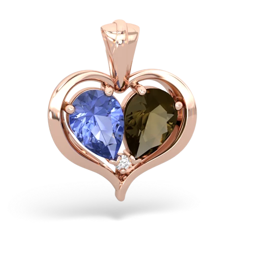 tanzanite-smoky quartz half heart whole pendant