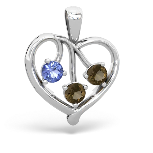 tanzanite-smoky quartz love heart pendant