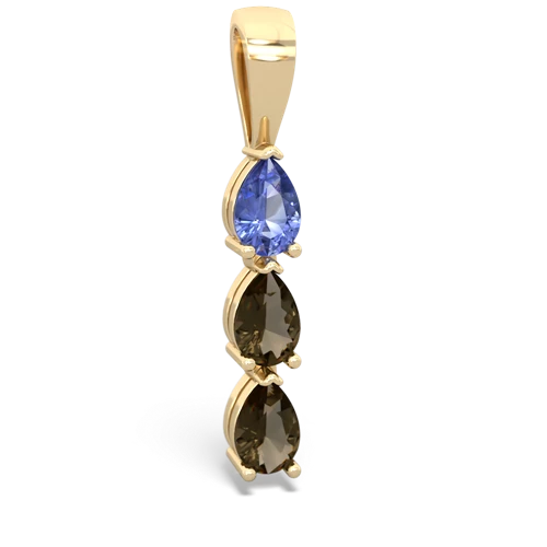 tanzanite-smoky quartz three stone pendant