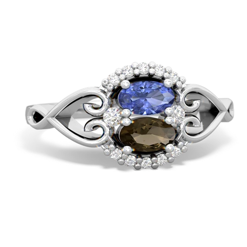 tanzanite-smoky quartz antique keepsake ring