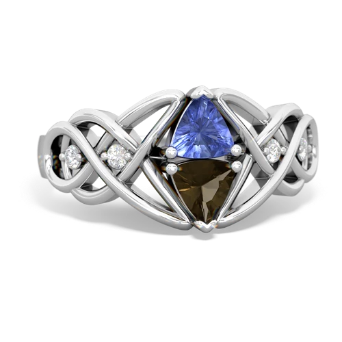 tanzanite-smoky quartz celtic knot ring