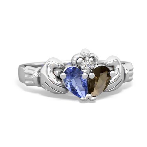 tanzanite-smoky quartz claddagh ring