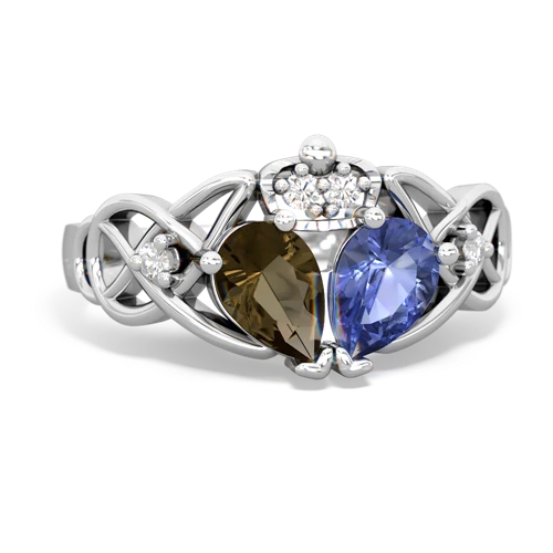 tanzanite-smoky quartz claddagh ring