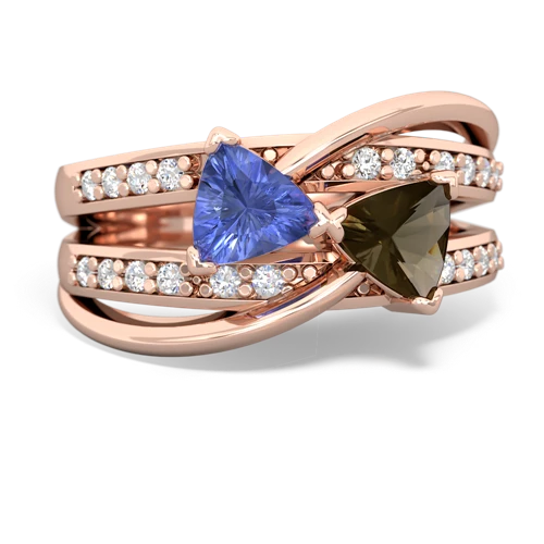 tanzanite-smoky quartz couture ring
