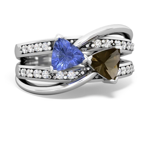 tanzanite-smoky quartz couture ring