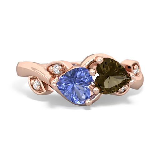 tanzanite-smoky quartz floral keepsake ring
