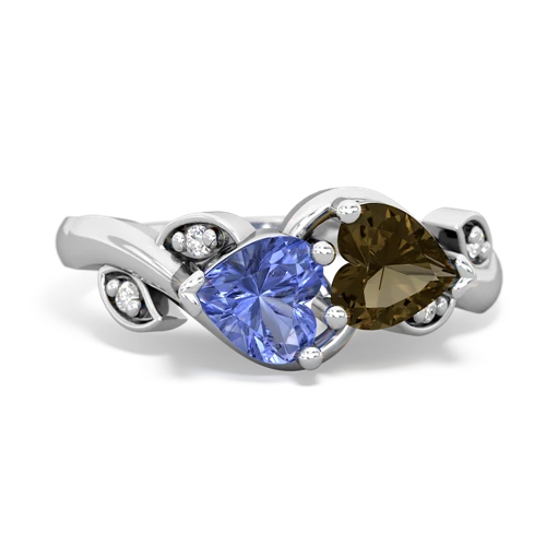 tanzanite-smoky quartz floral keepsake ring