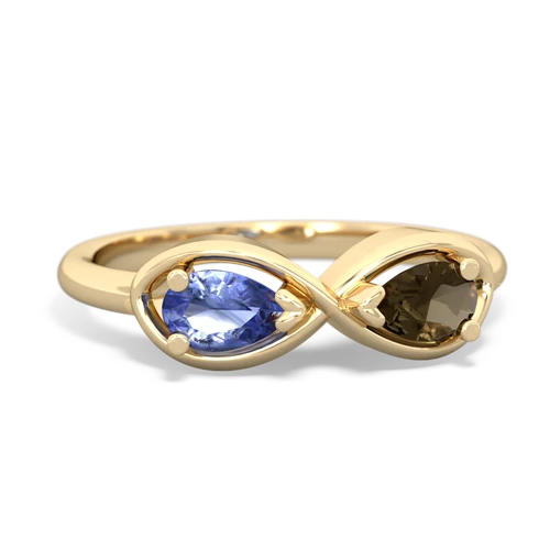 tanzanite-smoky quartz infinity ring