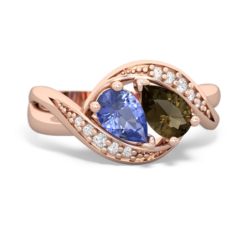 tanzanite-smoky quartz keepsake curls ring