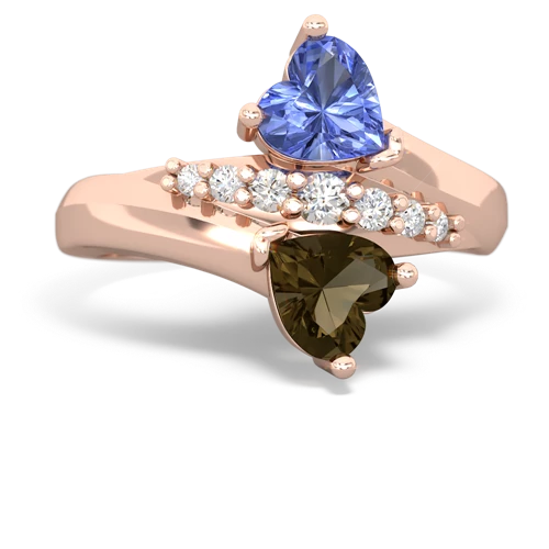 tanzanite-smoky quartz modern ring