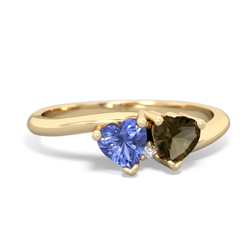 tanzanite-smoky quartz sweethearts promise ring