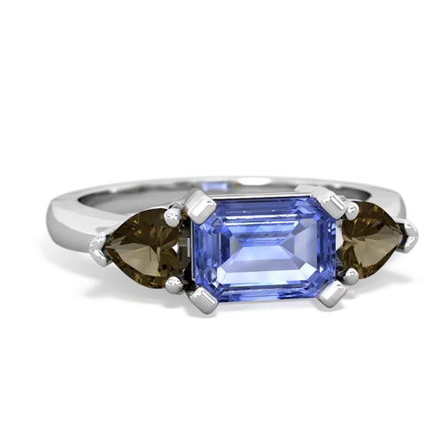Tanzanite Genuine Tanzanite with Genuine Smoky Quartz and Genuine Sapphire Three Stone ring Ring
