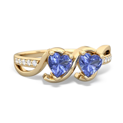 tanzanite-tanzanite double heart ring