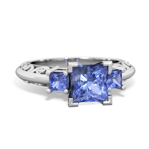 blue topaz-garnet engagement ring