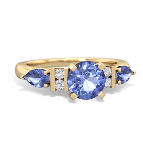 blue topaz-garnet engagement ring