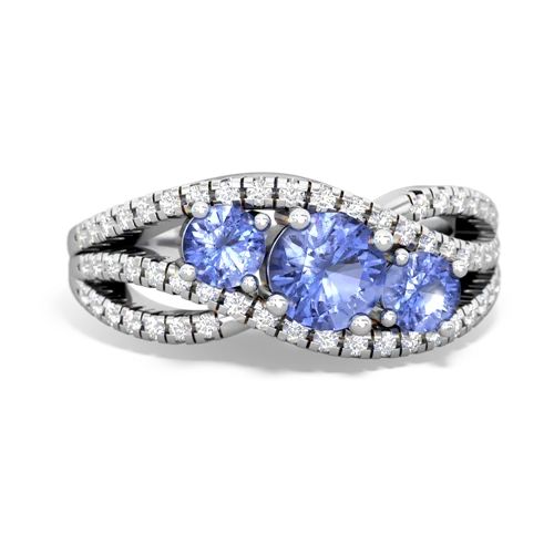 aquamarine-sapphire three stone pave ring