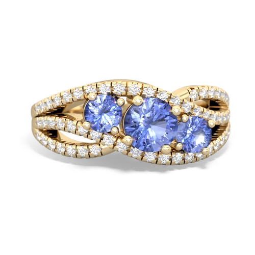 tanzanite-tanzanite three stone pave ring