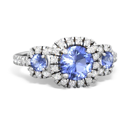 sapphire-tourmaline three stone regal ring