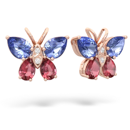 tanzanite-tourmaline butterfly earrings
