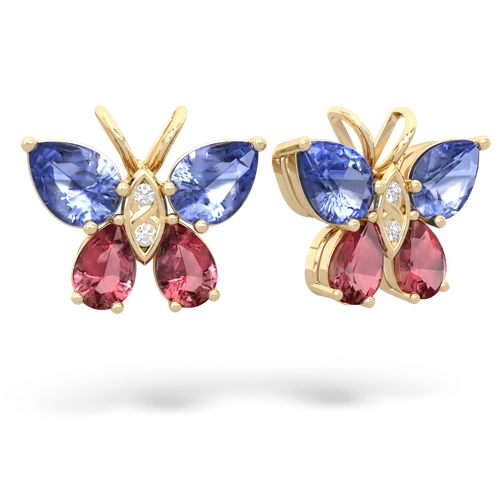 tanzanite-tourmaline butterfly earrings